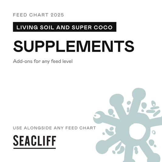 Living Soil and Super Coco feed chart, supplements