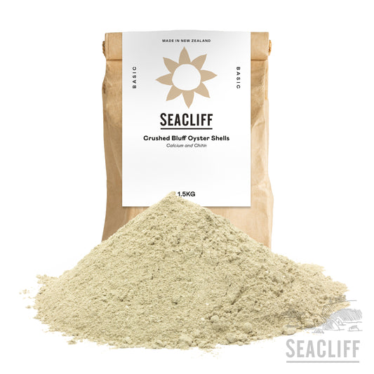 Crushed Bluff Oyster Shells (calcium carbonate + Chitin) - Seacliff Organics